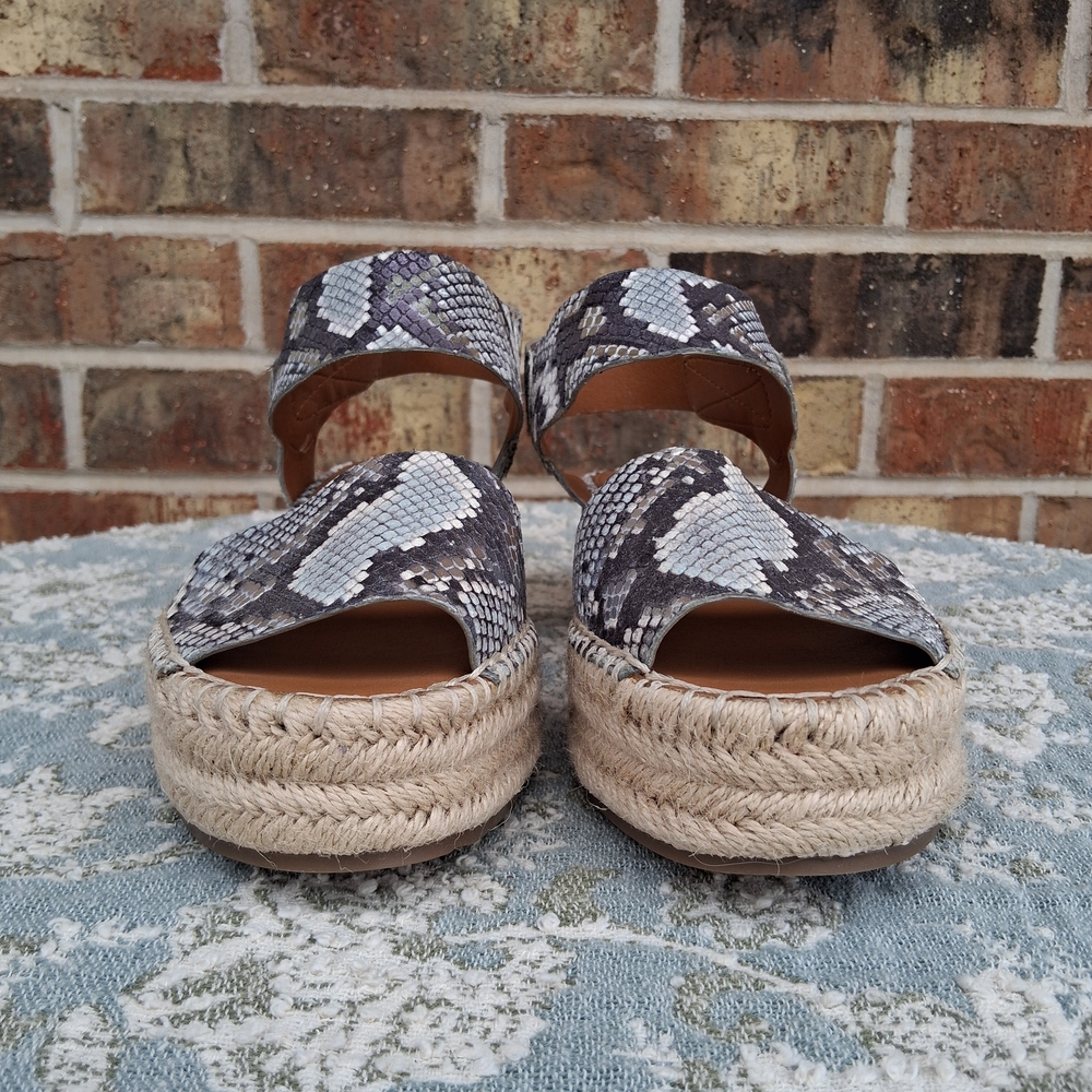 Sarto by Franco Sarto Snakeskin Espadrille Sandals Sz 8 Platform Braided Sole - Picture 3 of 14